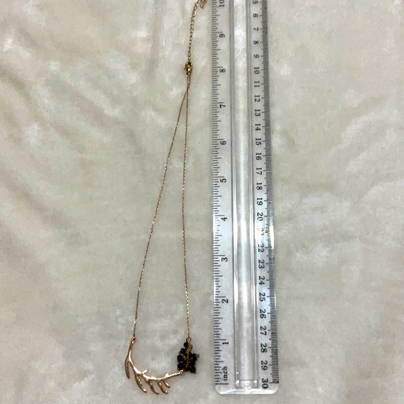 Rustic Goldtone Necklace with Dark Blue Crystal Accent - Picture 4 of 4